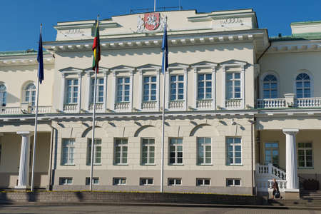 Vilnius Lithuania  May 12 2015 : Exterior of the Presidential palace early in the morning in Vilnius city Lithuania. Palace is the official residence of the President of Lithuania.のeditorial素材