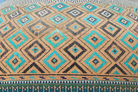 Yazd Iran June 17 2007: Exterior detail of the tile decoration of the cupola of the Jameh mosque in Yazd Iran.のeditorial素材