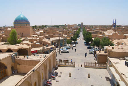 Yazd Iran June 17 2007: View to the historical part of the city from the minaret of Jameh mosque in Yazd Iran.のeditorial素材