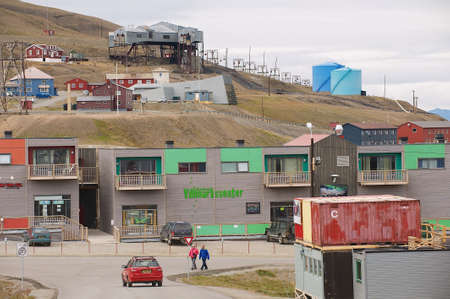 Longyearbyen Norway September January 2011: View to the street of Longyearbyen Norway.のeditorial素材