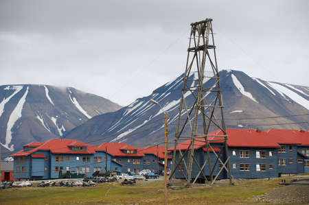 Longyearbyen Norway September January 2011: View to the street of Longyearbyen Norway.のeditorial素材