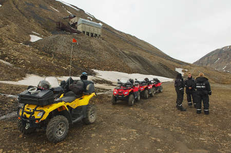 Longyearbyen Norway September January 2011 Tourists join the excursion on offroad vehicles near Longyearbyen Norway.のeditorial素材