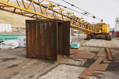 Longyearbyen Norway September March 2011: Exterior of the old port equipment at the pier of the...