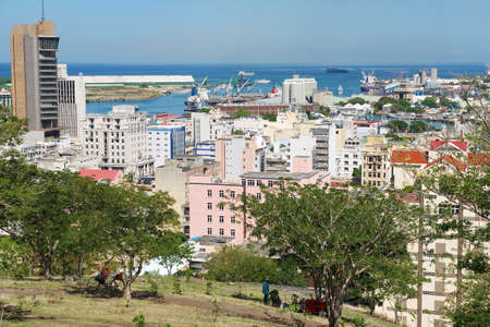 Port Louis, Mauritius - November 29, 2012: View to the sea port of Port Louis, Mauritius.