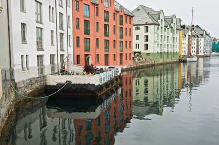 Alesund, Norway - June 03, 2010: Exterior of the Alesund historical buildings in Alesund, Norway.のeditorial素材