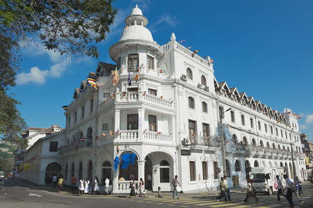 Kandy, Sri Lanka - May 21, 2011: Exterior of the historical building of the Queen's hotel in Kandy, Sri Lanka.のeditorial素材