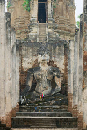 Sukhothai, Thailand - November 18, 2013: Exterior of the Buddha statue at Si Satchanalai in Sukhothai historical Park, Sukhothai, Thailand.のeditorial素材