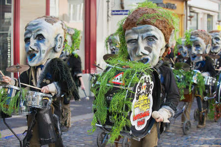 Lucerne, Switzerland, February 20, 2012 - People take part in the parade at Lucerne carnival in Lucerne, Switzerland.のeditorial素材