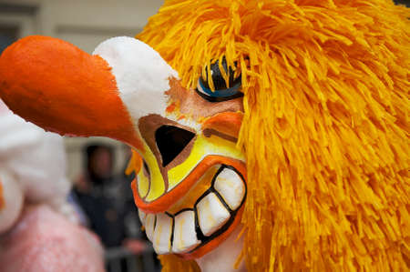 Basel, Switzerland - March 02, 2009: Closeup of the Waggis Basel Carnival mask in Basel, Switzerland.のeditorial素材
