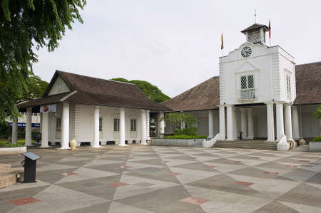 Kuching, Malaysia - August 26, 2009: Exterior of the white colonial building in Kuching, Malaysia.のeditorial素材