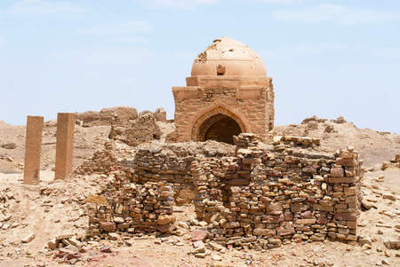 Ruin of a mausoleum building in the desert, Marib, Yemen.の写真素材