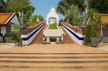 Loei, Thailand - April 18, 2010: View to the staircase leading to the Phra That Si Song Rak temple in Loei, Thailand.のeditorial素材