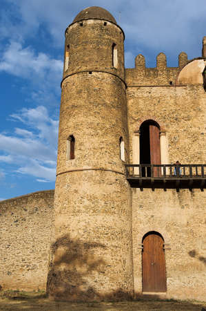 Gondar, Ethiopia - January 22, 2010: Exterior detail of the medieval fortress in Gondar, Ethiopia. Gondar castle is a UNESCO World Heritage site.のeditorial素材