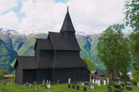 Ornes, Norway - June 08, 2012: View to the Urnes stave church in Ornes, Norway. UNESCO World heritage site.のeditorial素材