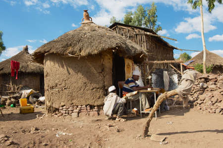 Lalibela, Ethiopia, January 27, 2010 - People at Lalibela, Ethiopia. Ethiopia has one of the highest levels of illiteracy in the world.のeditorial素材