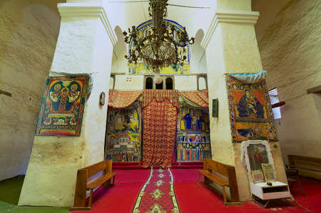 Aksum, Ethiopia - January 24, 2010: Interior of the church of Our Lady Mary of Zion, the most sacred...
