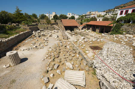 Bodrum, Turkey - August 15, 2009: View to the ruins of the Mausoleum of Mausolus, one of the Seven wonders of the ancient world in Bodrum, Turkey.のeditorial素材
