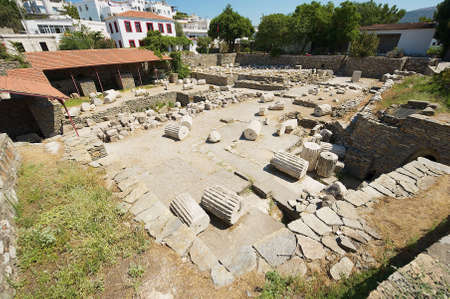 Bodrum, Turkey - August 15, 2009: View to the ruins of the Mausoleum of Mausolus, one of the Seven wonders of the ancient world in Bodrum, Turkey.のeditorial素材