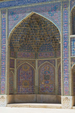 Shiraz, Iran - June 20, 2007: Exterior wall decoration of Nasir al-Mulk mosque in Shiraz, Iran.のeditorial素材