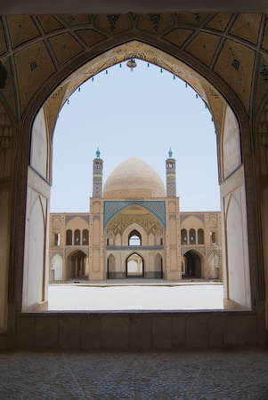 Kashan, Iran - June 26, 2007: View to the entrance to the Agha Bozog mosque in Kashan, Iran.のeditorial素材