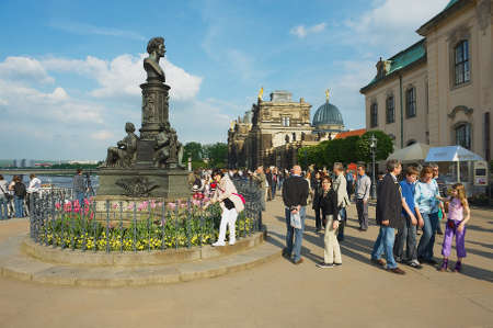 Dresden, Germany, May 22, 2010 - People visit historical part of the city in Dresden, Germany.のeditorial素材