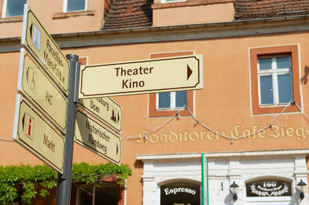 Meissen, Germany - May 22, 2010: View to the directions at the street in Meissen, Germany.のeditorial素材