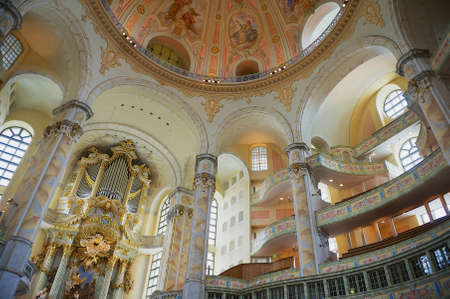 Dresden, Germany - May 18, 2010: Interior of the Frauenkirche cathedral in Dresden, Germany. Frauenkirche originally was built in 1743.のeditorial素材