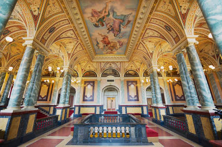 Dresden, Germany - May 18, 2010: Interior of the Halls of the Semper Opera House in Dresden, Germany. Gottfried Semper in 1841.のeditorial素材