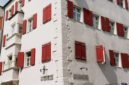 Regensburg, Germany - September 03, 2010: Exterior detail of the historical buildings in Regensburg, Germany.のeditorial素材