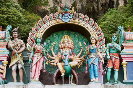 Kuala Lumpur, Malaysia - August 31, 2009: Statues of Hindu gods at the entrance to the Batu caves in Kuala Lumpur, Malaysia.のeditorial素材