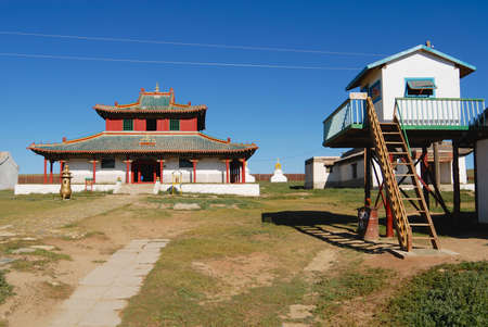 Kharkhorin, Mongolia - August 22, 2006: View to the Erdene Zuu monastery buildings in Kharkhorin, Mongolia. Erdene Zuu monastery is a UNESCO World Heritage site.のeditorial素材