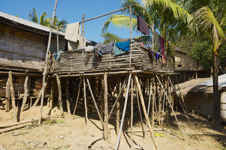 Bandarban, Bangladesh - February 20, 2014: Traditional bamboo Marma hill tribe building in Bandarban, Bangladesh.のeditorial素材