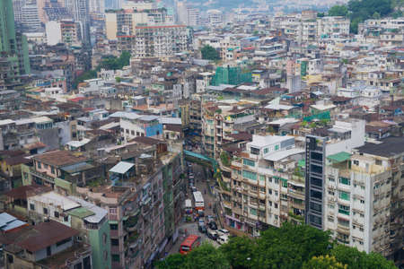 Macau, China - September 11, 2013: View to the downtown Macau residential buildings in Macau, China.のeditorial素材