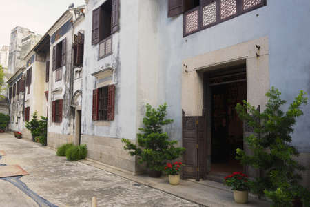 Macau, China - September 09, 2013: Exterior the history of traditional mandarin house in Macau,...