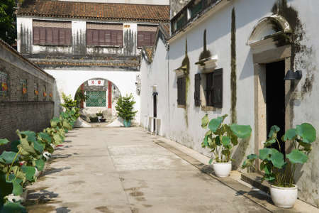 Macau, China - September 09, 2013: Exterior the history of traditional mandarin house in Macau, China.のeditorial素材