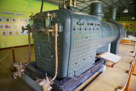 Bois Cheri, Mauritius - December 03, 2012: Old British steam locomotive used at the tea factory now located in a museum in Bois Cheri, Mauritius.のeditorial素材