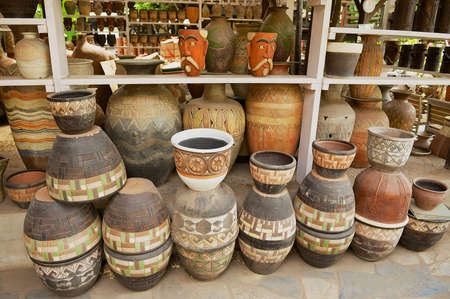 Nakhon Ratchasima, Thailand - April 10, 2010: Traditional ceramics in a street shop in Nakhon...