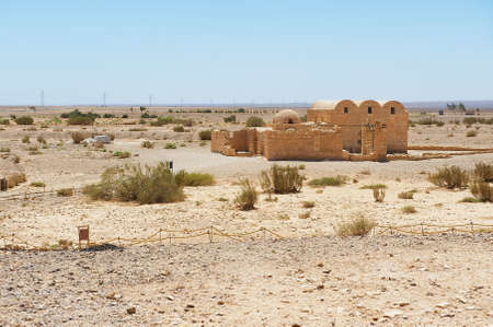 The Amra desert castle (Qasr Amra) near Amman, Jordan. Built in 8th century by the Umayyad caliph Walid II and famous for it's unique frescos.のeditorial素材