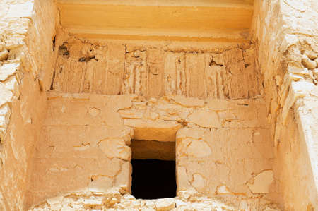 Exterior wall decoration of the desert castle Qasr Kharana (Kharanah or Harrana) near Amman, Jordan....