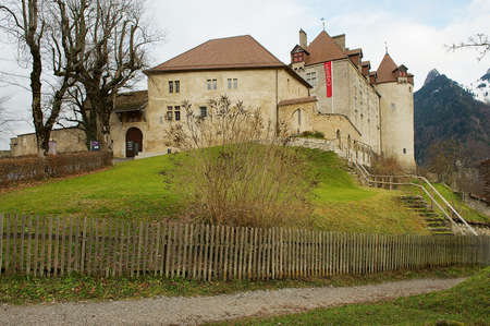 Gruyeres, Switzerland - December 11, 2009: Gruyeres Castle in Fribourg Canton in Gruyeres, Switzerland.のeditorial素材