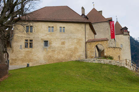 Gruyeres, Switzerland - December 11, 2009: Gruyeres Castle in Fribourg Canton in Gruyeres, Switzerland.のeditorial素材