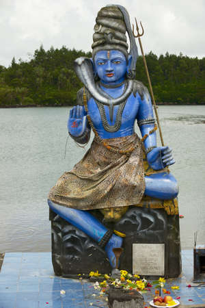 Grand Bassin, Mauritius - December 02, 2012: Shiva statue at Ganga Talao (Grand Bassin) Hindu...