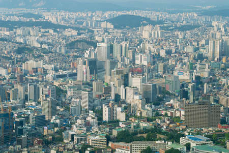 Seoul, Korea - September 06, 2008: View of the Seoul city from the TV tower in Seoul, Korea.のeditorial素材