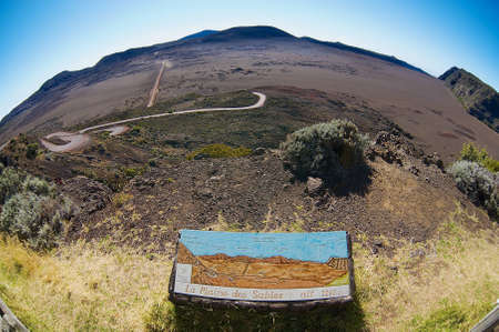 Saint-Paul De La Reunion, France - December 05, 2010: View to the Plaine des Sables at 2260 m above sea level near Piton de la Fournaise volcano in Saint-Paul De La Reunion, France.のeditorial素材