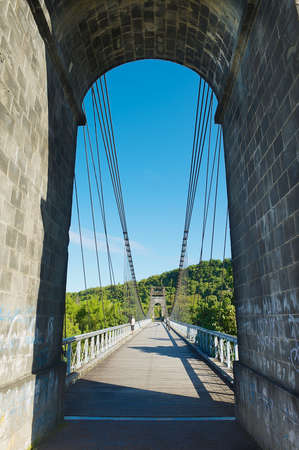 St. Anne, Reunion - December 06, 2010: Old suspension Bridge Pont Des Anglais in St. Anne, Reunion Island.のeditorial素材