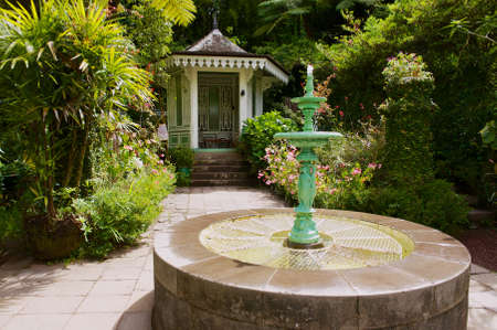 Hell-Bourg, Reunion - December 07, 2010: Garden in the oldest colonial estate Maison Folio in Hell-Bourg, Reunion island.のeditorial素材