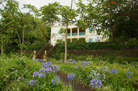 Saint-Gilles-les-Bains, Reunion - December 12, 2010: Exterior of the old colonial building of the Museum of Villele in Saint-Gilles-les-Bains, Reunion island.のeditorial素材