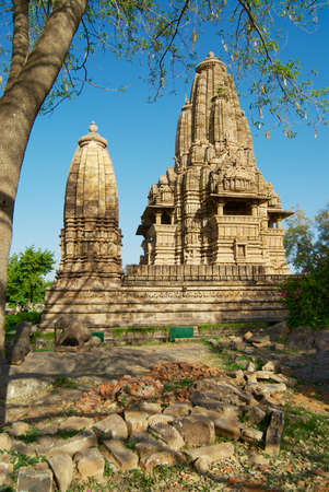 Vishvanatha Temple with erotic sculptures at the  Western temples of Khajuraho in Madhya Pradesh, India.の写真素材