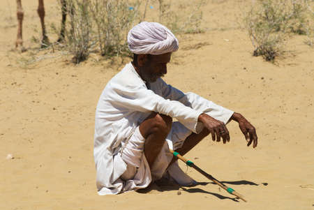 Jamba, India - April 02, 2007: Unidentified camel desert in Jamba, India.のeditorial素材