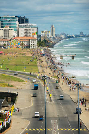 Colombo, Sri Lanka - May 17, 2011: View to the seaside in downtown Colombo, Sri Lanka.のeditorial素材